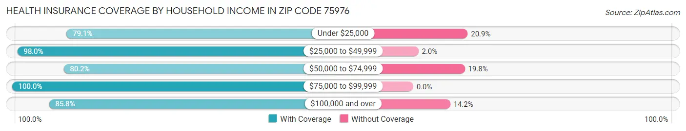 Health Insurance Coverage by Household Income in Zip Code 75976