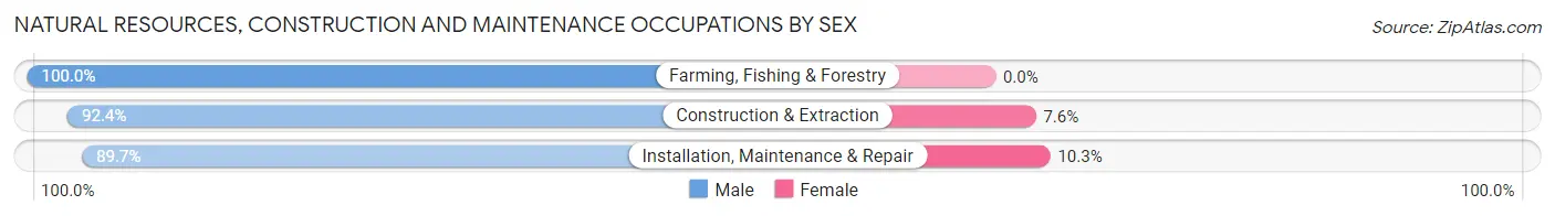 Natural Resources, Construction and Maintenance Occupations by Sex in Zip Code 76017