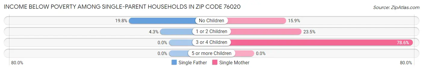 Income Below Poverty Among Single-Parent Households in Zip Code 76020