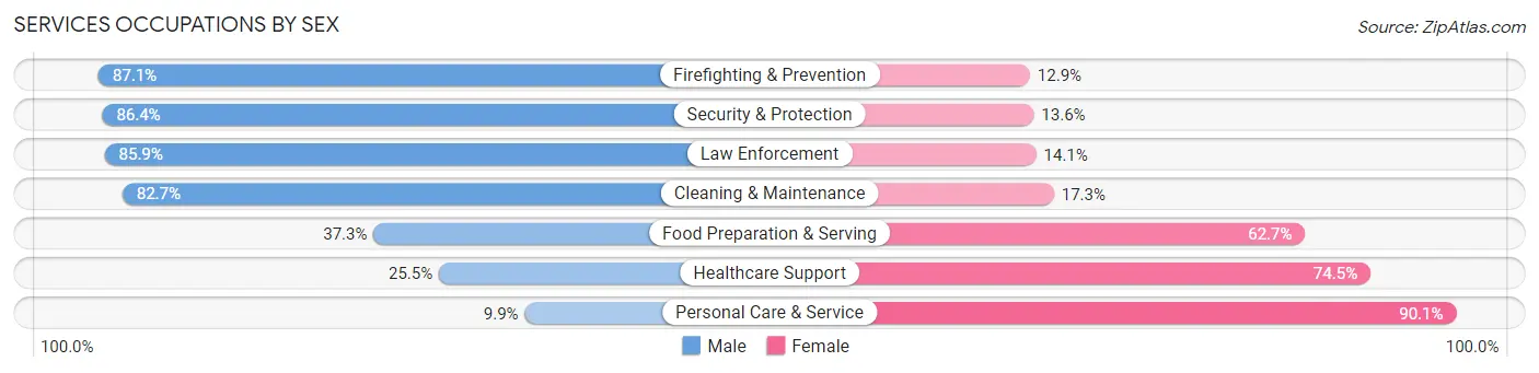 Services Occupations by Sex in Zip Code 76031