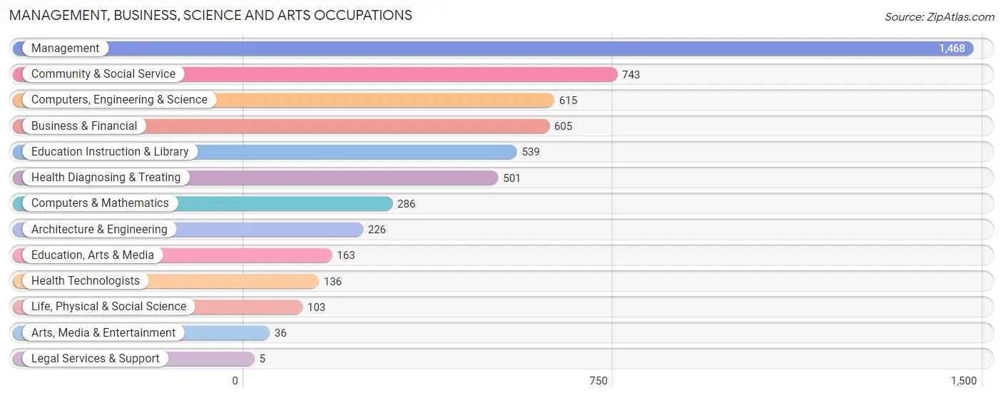 Management, Business, Science and Arts Occupations in Zip Code 76134