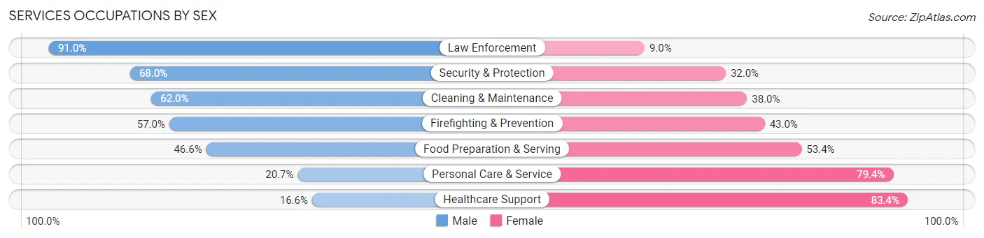 Services Occupations by Sex in Zip Code 76137