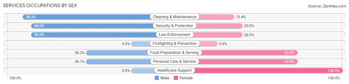 Services Occupations by Sex in Zip Code 76155