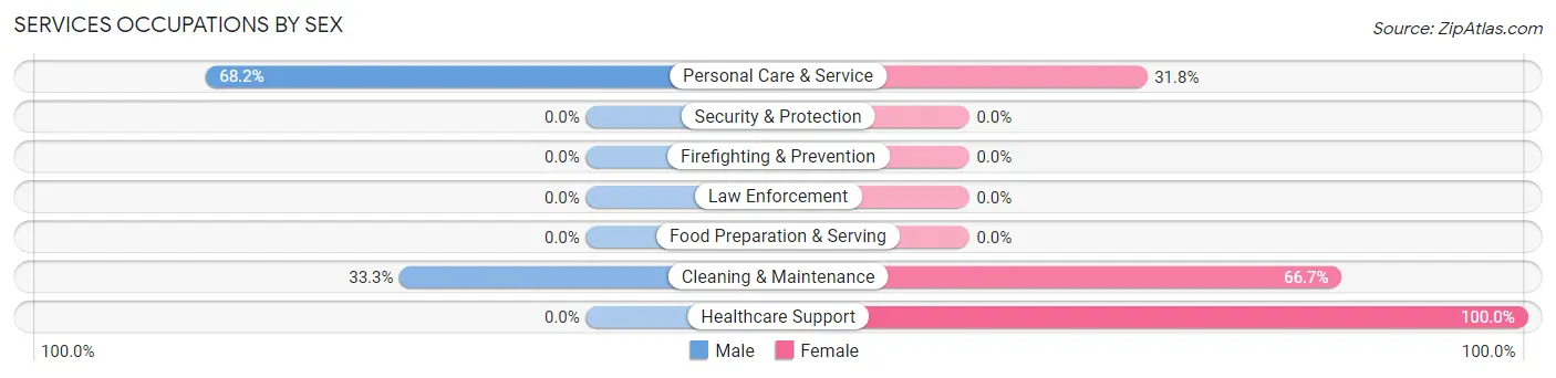Services Occupations by Sex in Zip Code 76203