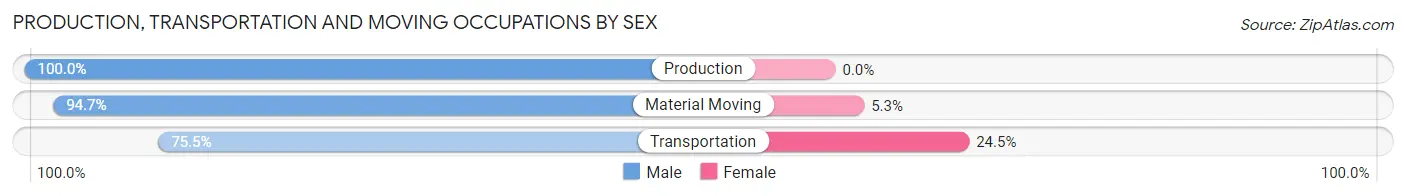 Production, Transportation and Moving Occupations by Sex in Zip Code 76228