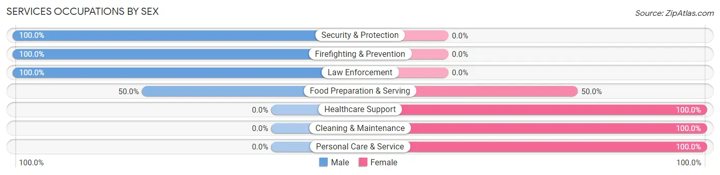 Services Occupations by Sex in Zip Code 76250