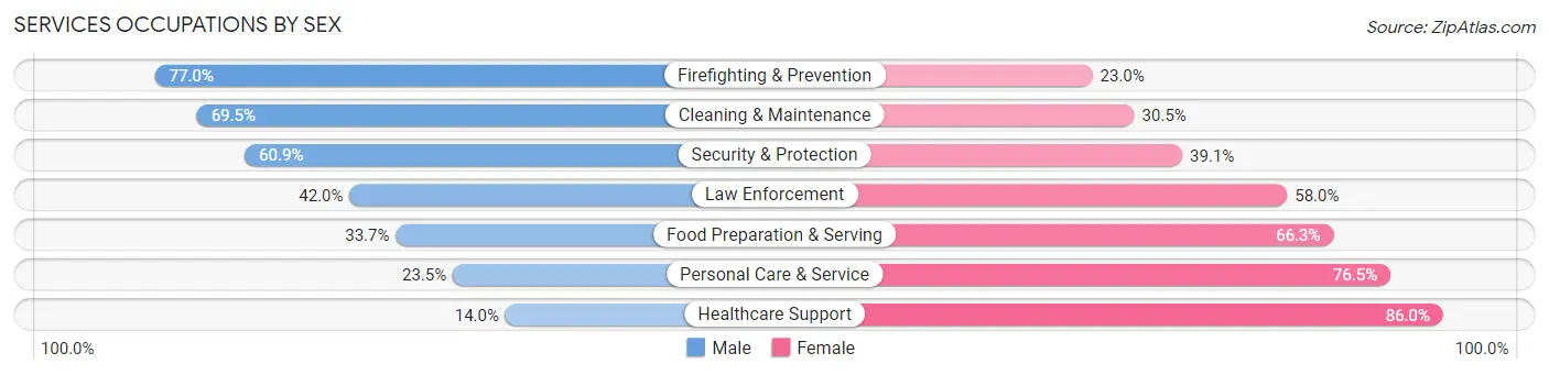 Services Occupations by Sex in Zip Code 76301