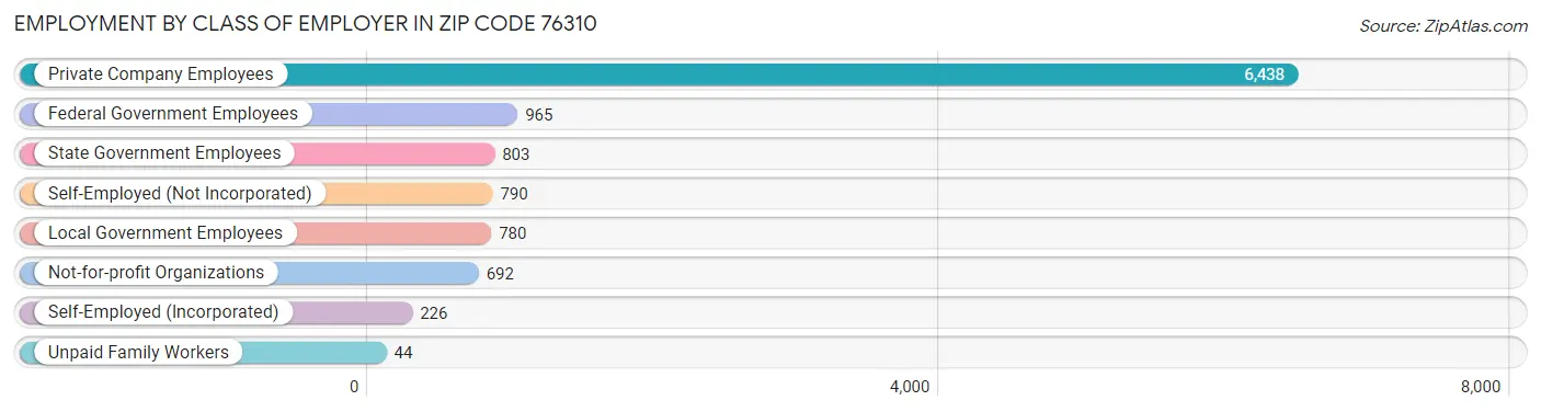 Employment by Class of Employer in Zip Code 76310