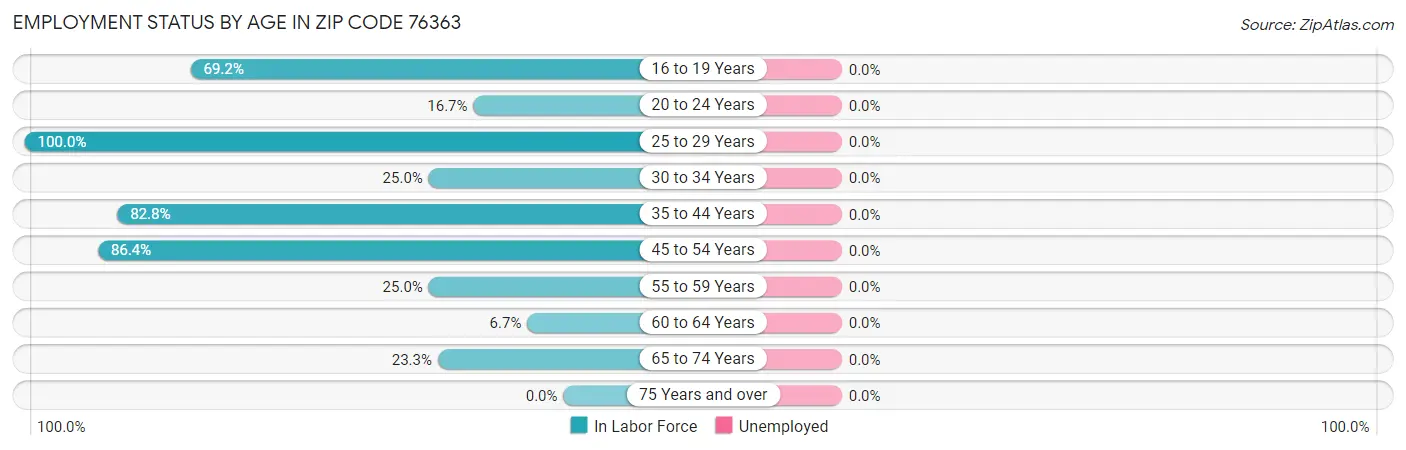 Employment Status by Age in Zip Code 76363
