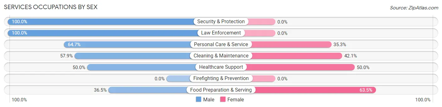 Services Occupations by Sex in Zip Code 76366