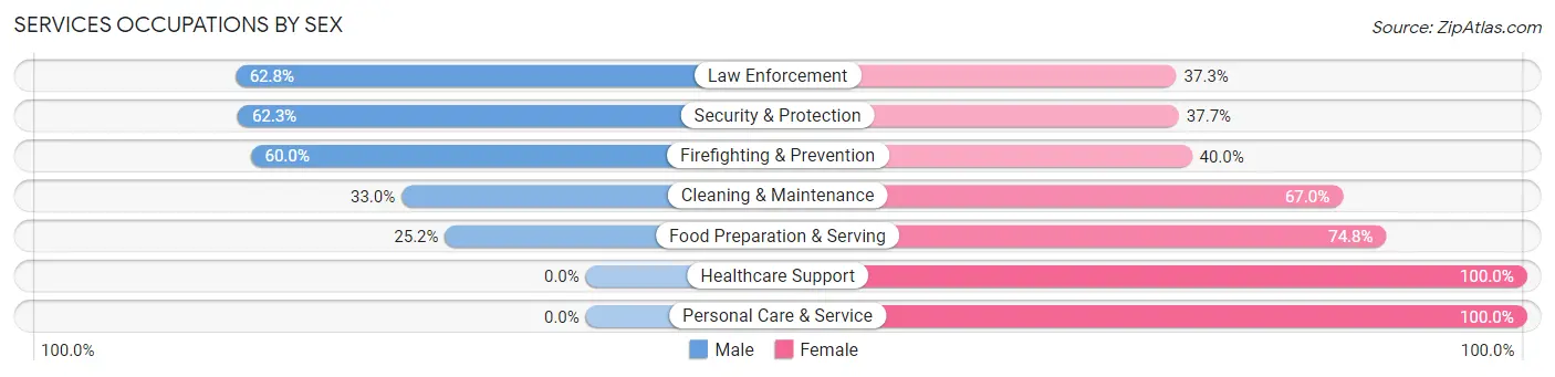 Services Occupations by Sex in Zip Code 76367