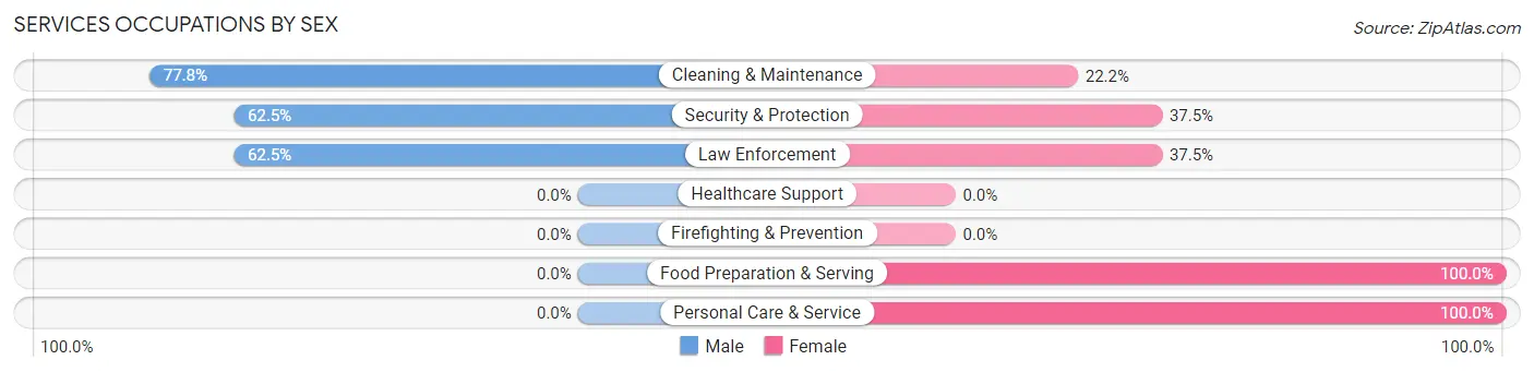 Services Occupations by Sex in Zip Code 76372