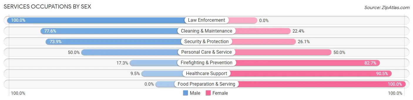Services Occupations by Sex in Zip Code 76437