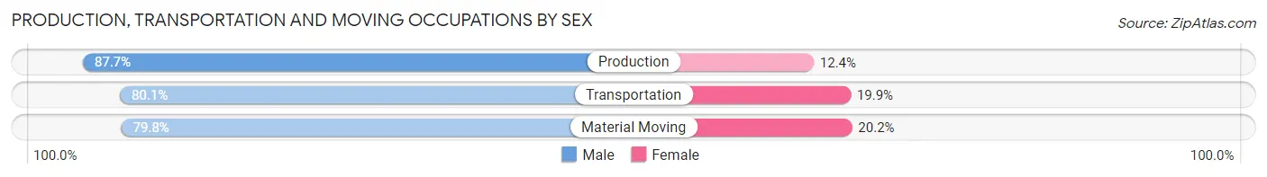 Production, Transportation and Moving Occupations by Sex in Zip Code 76446