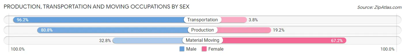 Production, Transportation and Moving Occupations by Sex in Zip Code 76450