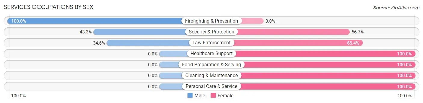 Services Occupations by Sex in Zip Code 76453
