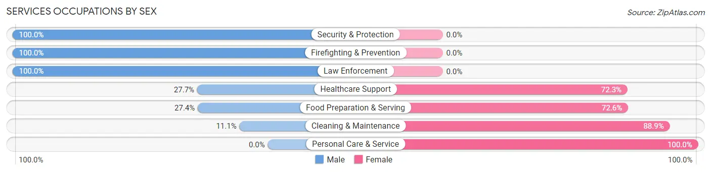 Services Occupations by Sex in Zip Code 76457