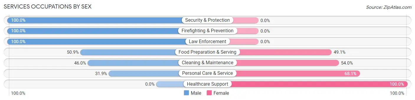 Services Occupations by Sex in Zip Code 76458