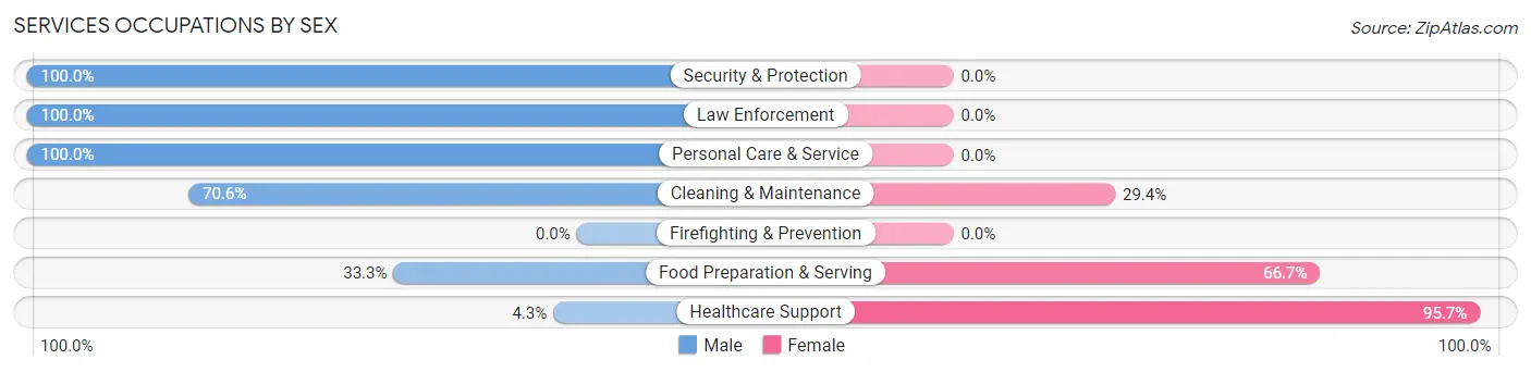 Services Occupations by Sex in Zip Code 76471