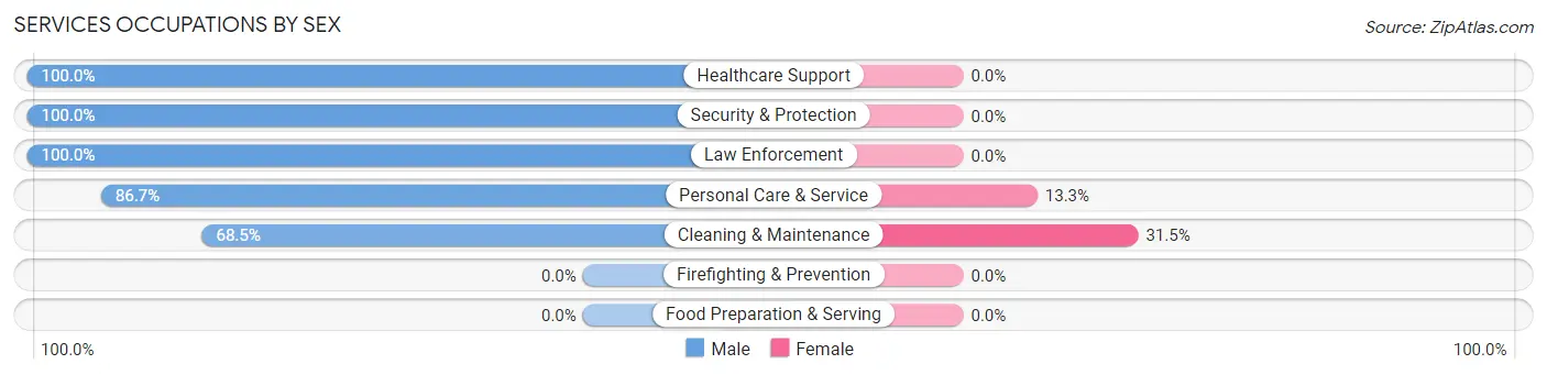 Services Occupations by Sex in Zip Code 76486