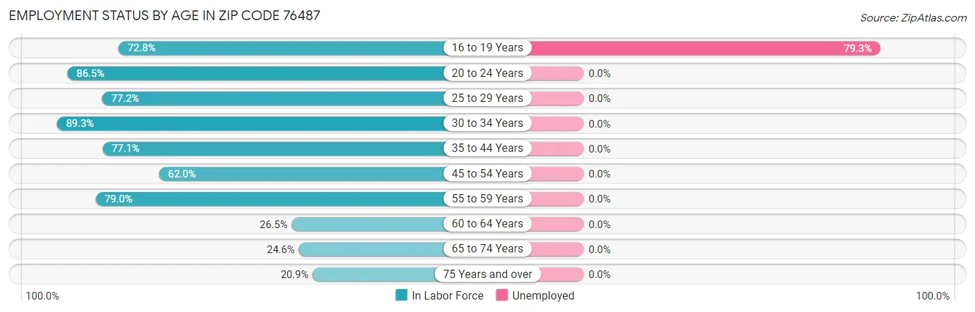 Employment Status by Age in Zip Code 76487