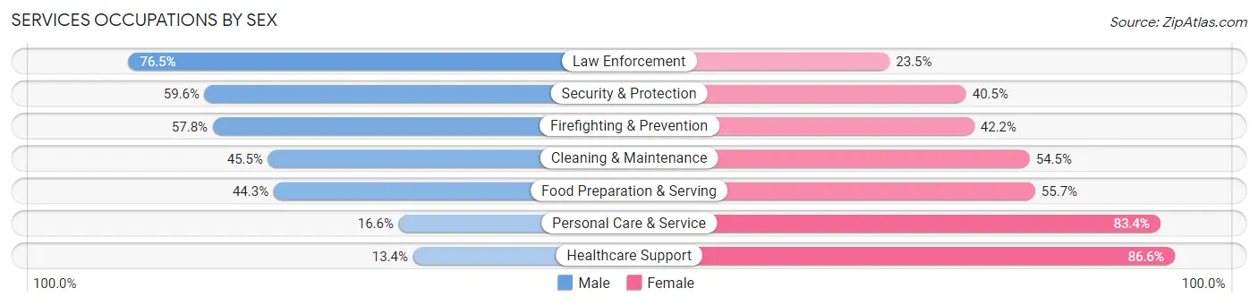 Services Occupations by Sex in Zip Code 76541