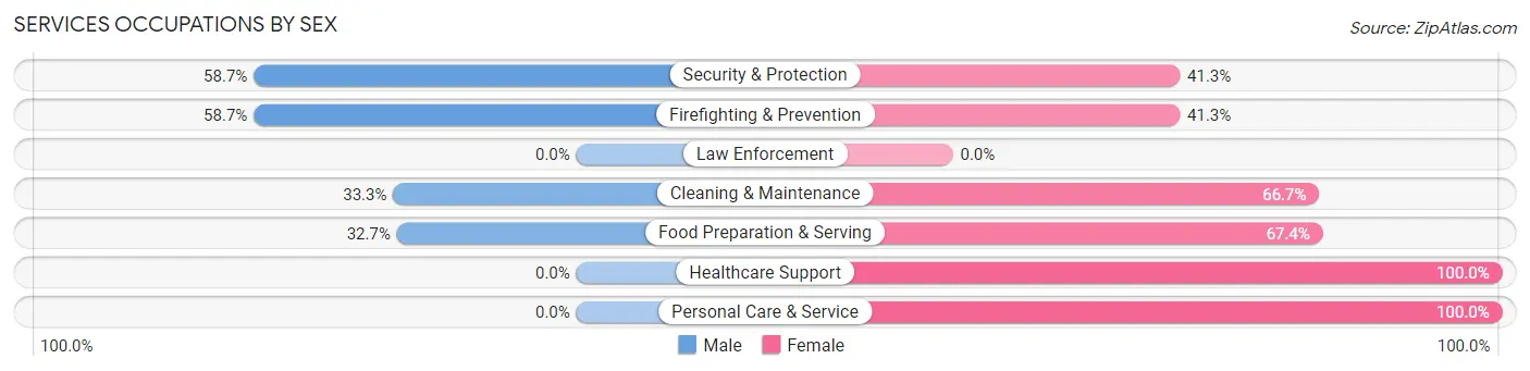 Services Occupations by Sex in Zip Code 76648