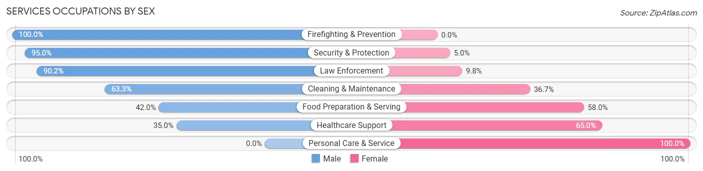 Services Occupations by Sex in Zip Code 76651