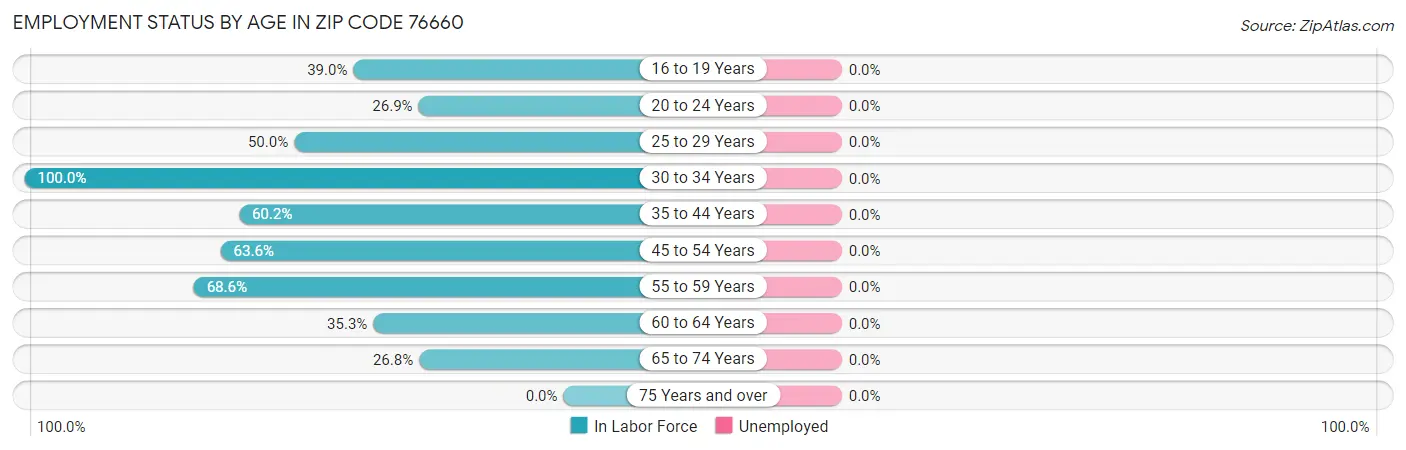 Employment Status by Age in Zip Code 76660