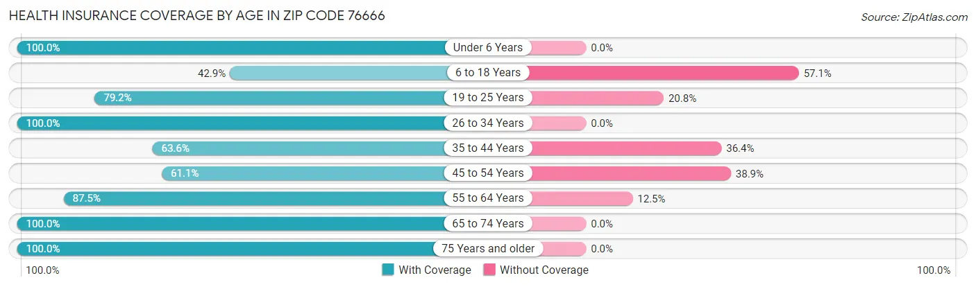 Health Insurance Coverage by Age in Zip Code 76666