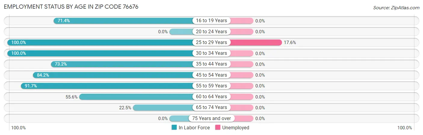 Employment Status by Age in Zip Code 76676