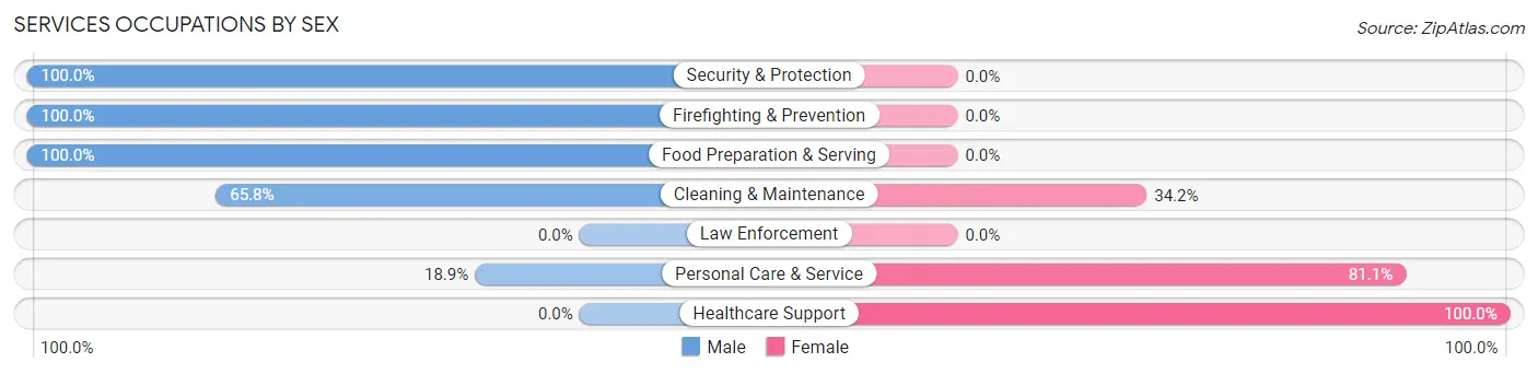 Services Occupations by Sex in Zip Code 76679
