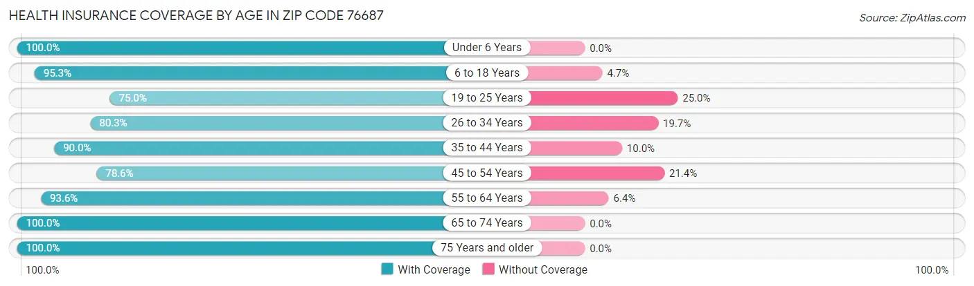 Health Insurance Coverage by Age in Zip Code 76687