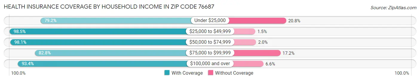 Health Insurance Coverage by Household Income in Zip Code 76687