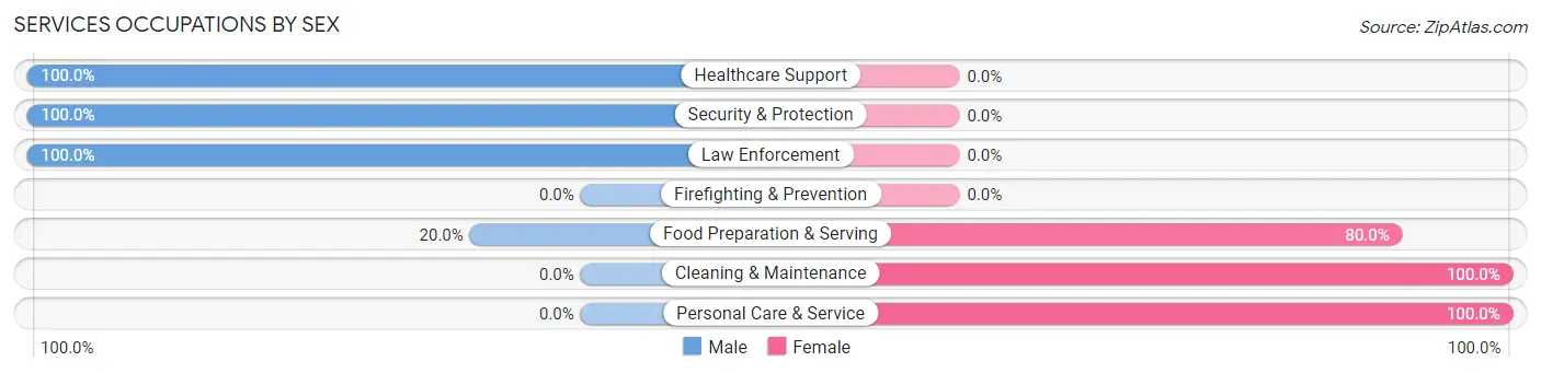 Services Occupations by Sex in Zip Code 76687