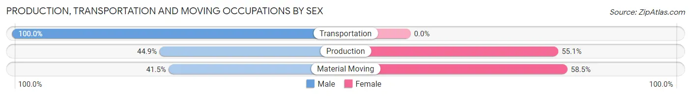 Production, Transportation and Moving Occupations by Sex in Zip Code 76689