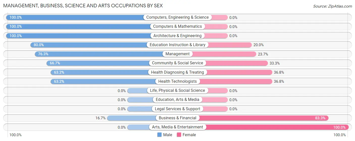 Management, Business, Science and Arts Occupations by Sex in Zip Code 76690