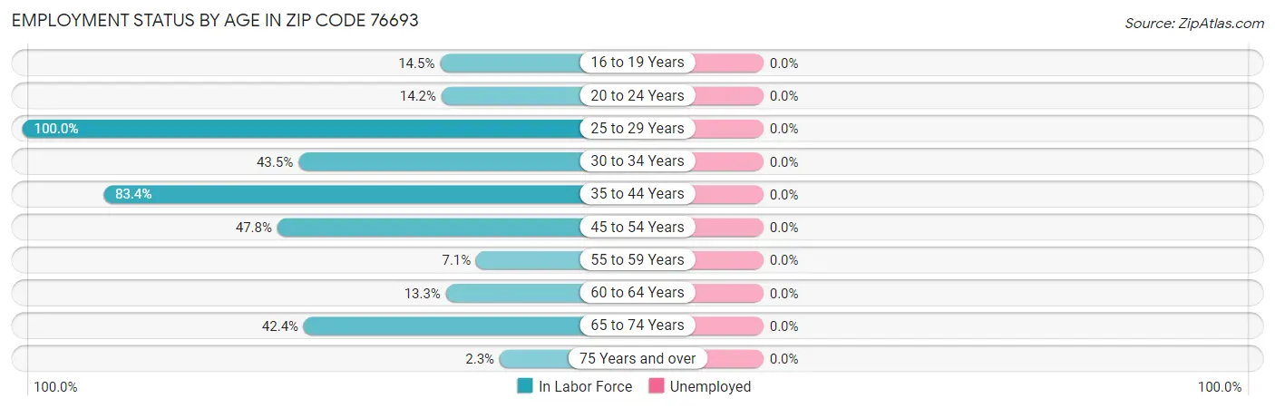 Employment Status by Age in Zip Code 76693