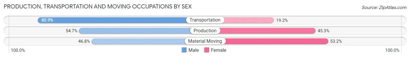 Production, Transportation and Moving Occupations by Sex in Zip Code 76704
