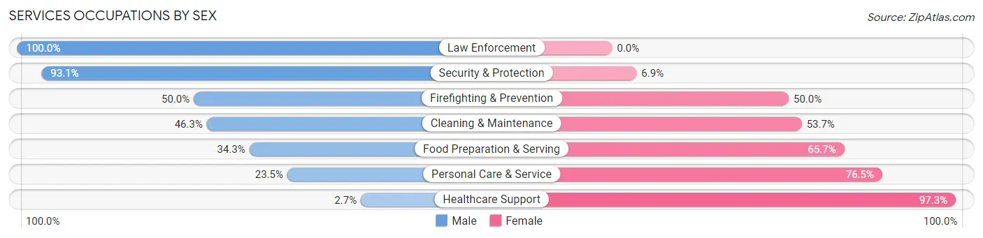 Services Occupations by Sex in Zip Code 76707