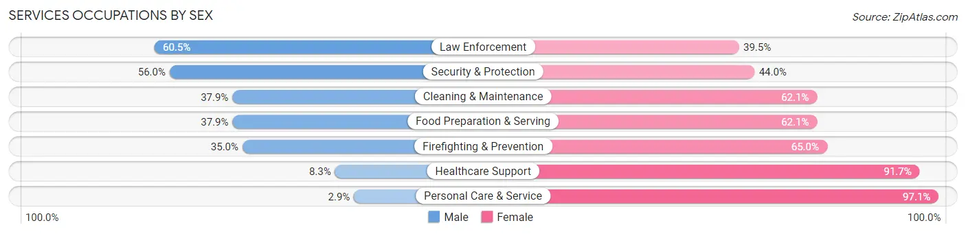 Services Occupations by Sex in Zip Code 76708