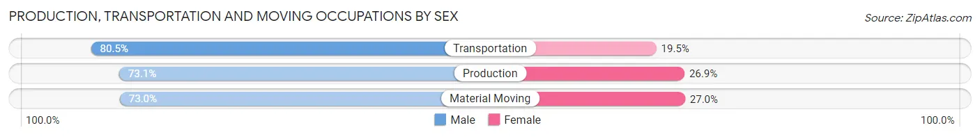 Production, Transportation and Moving Occupations by Sex in Zip Code 76801