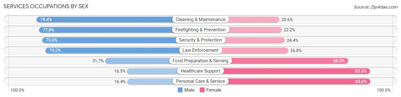 Services Occupations by Sex in Zip Code 76801