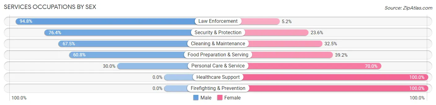 Services Occupations by Sex in Zip Code 76821