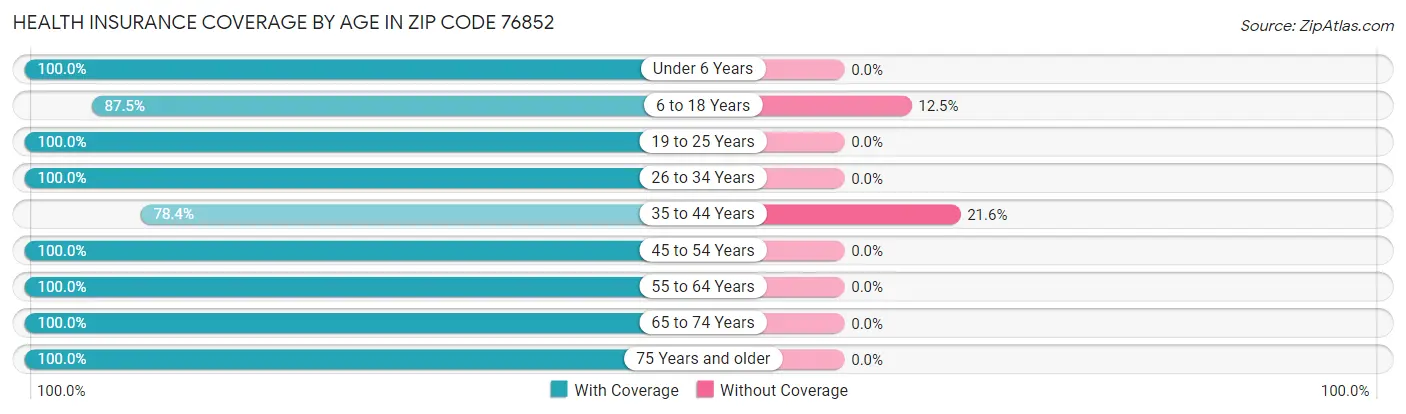 Health Insurance Coverage by Age in Zip Code 76852