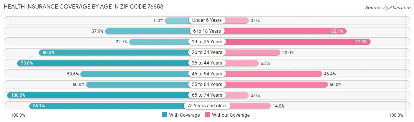 Health Insurance Coverage by Age in Zip Code 76858