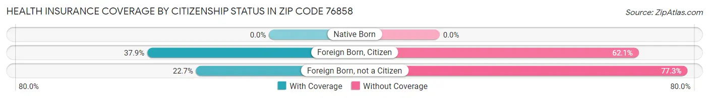 Health Insurance Coverage by Citizenship Status in Zip Code 76858