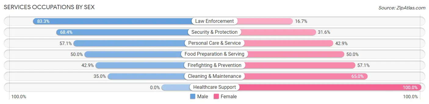 Services Occupations by Sex in Zip Code 76861