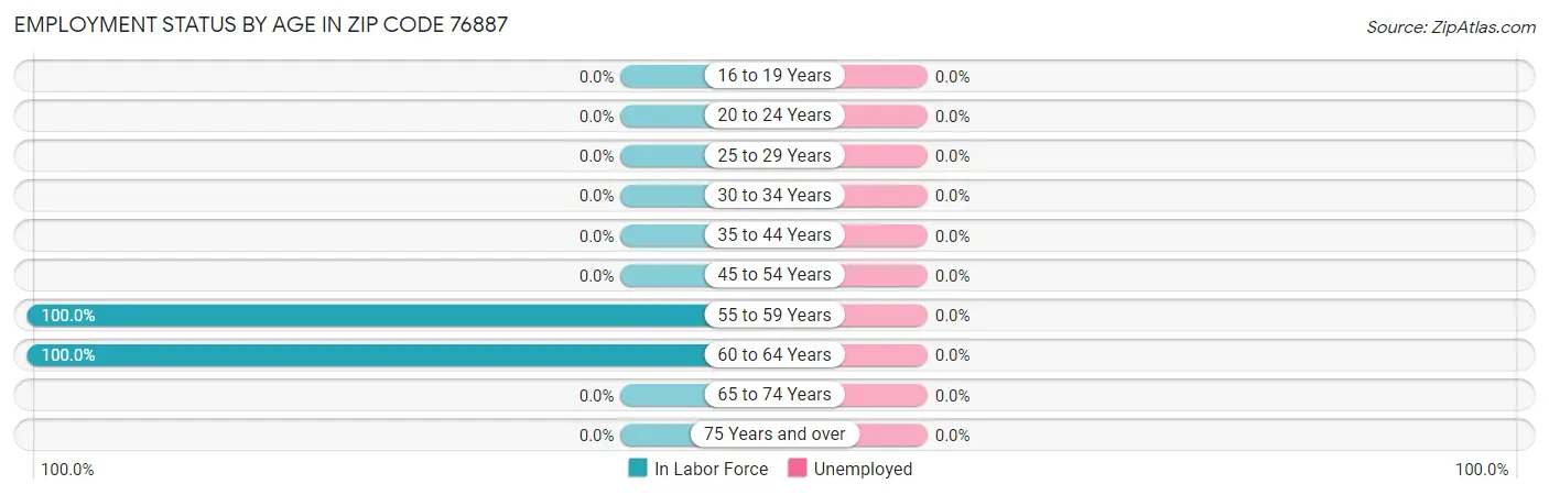 Employment Status by Age in Zip Code 76887