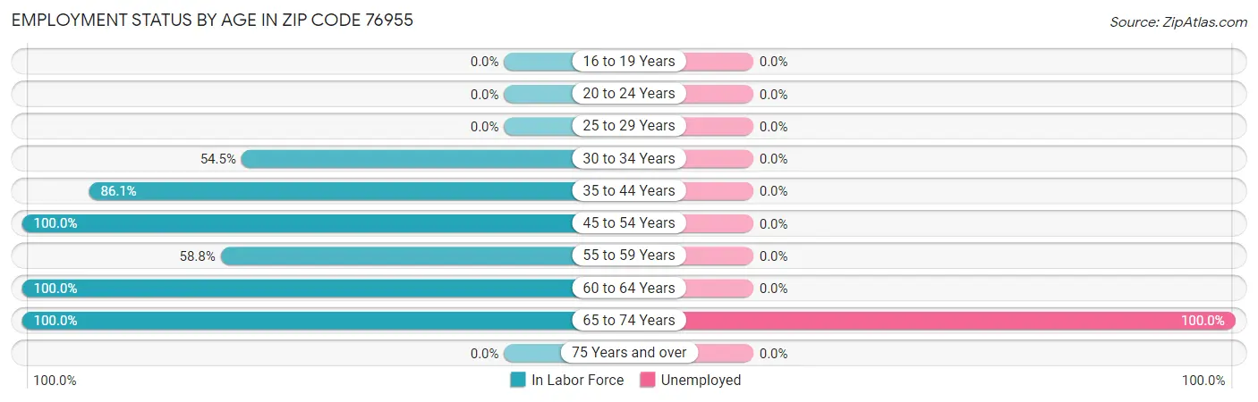 Employment Status by Age in Zip Code 76955